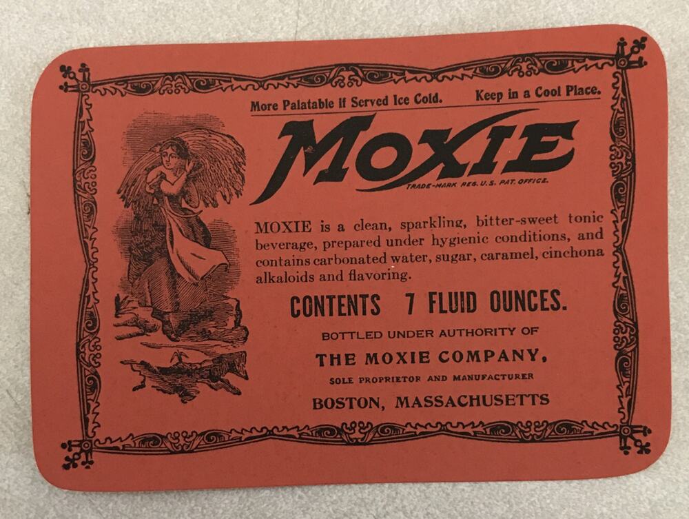 Vtg Early 1900s Moxie Woman Holding Wheat Sparkling Tonic Soda Label Boston Mass